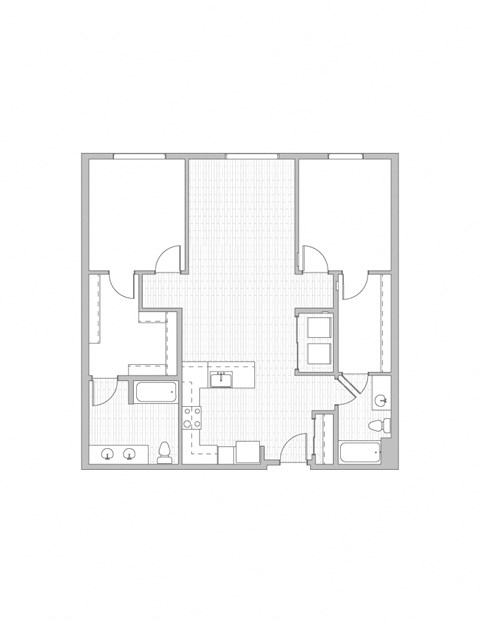 Floor plan for 2 beds, 2 baths, 1259 sqft